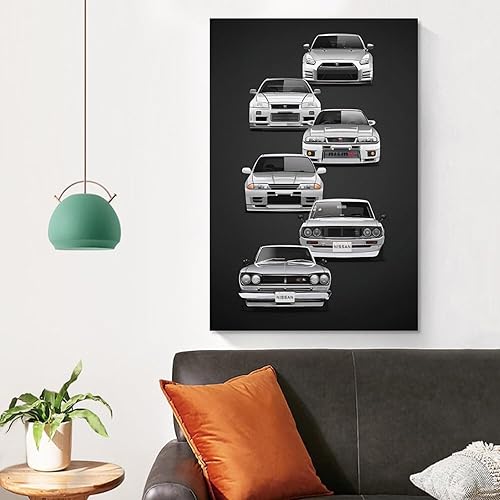 Miniatura 4 de AAHARYA Póster de coche Nissan GTR Evolution, lienzo retro para pared, arte abstracto, regalo, pintura, póster de arte de pared para dormitorio,
