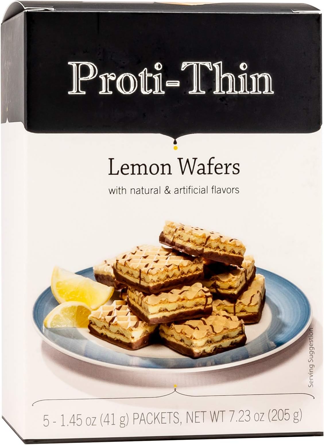 Proti-Thin High Protein Lemon Wafer Squares | 15g Protein, 200 Calories | Low Sugar, Low Carb, Aspartame Free | Crunchy Diet Snack Bars | 5 Count, 2 Wafers Each