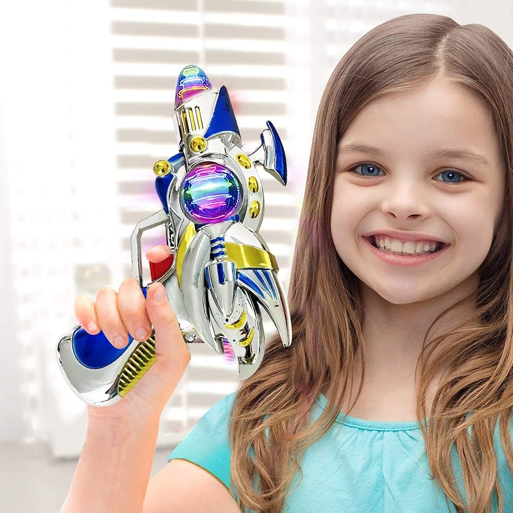 ArtCreativity Space Blaster Toy Gun - Light Up Alien Ray Gun with Flashing LEDs & Sound, Futuristic Space Gun Toy with Batteries Included, Fun Gift for Kids (Pack of 2)