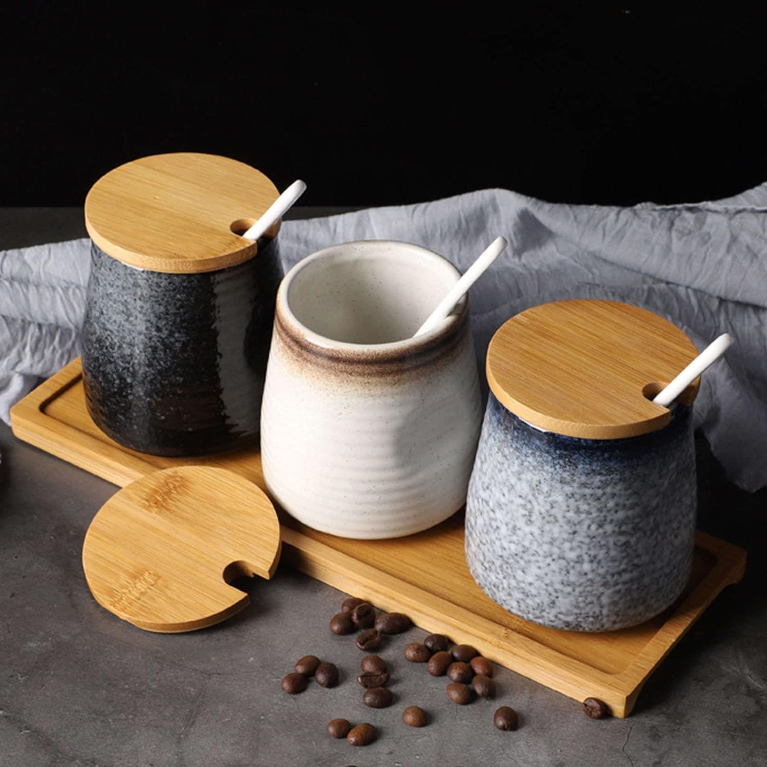 Sugar bowlSugar Bowl with Lid Sugar Storage Jar Sugar Pot Sugar Container Spice Jar Sugar Salt Pot Seasoning Canister-d-200ml 7oz,E-One Size