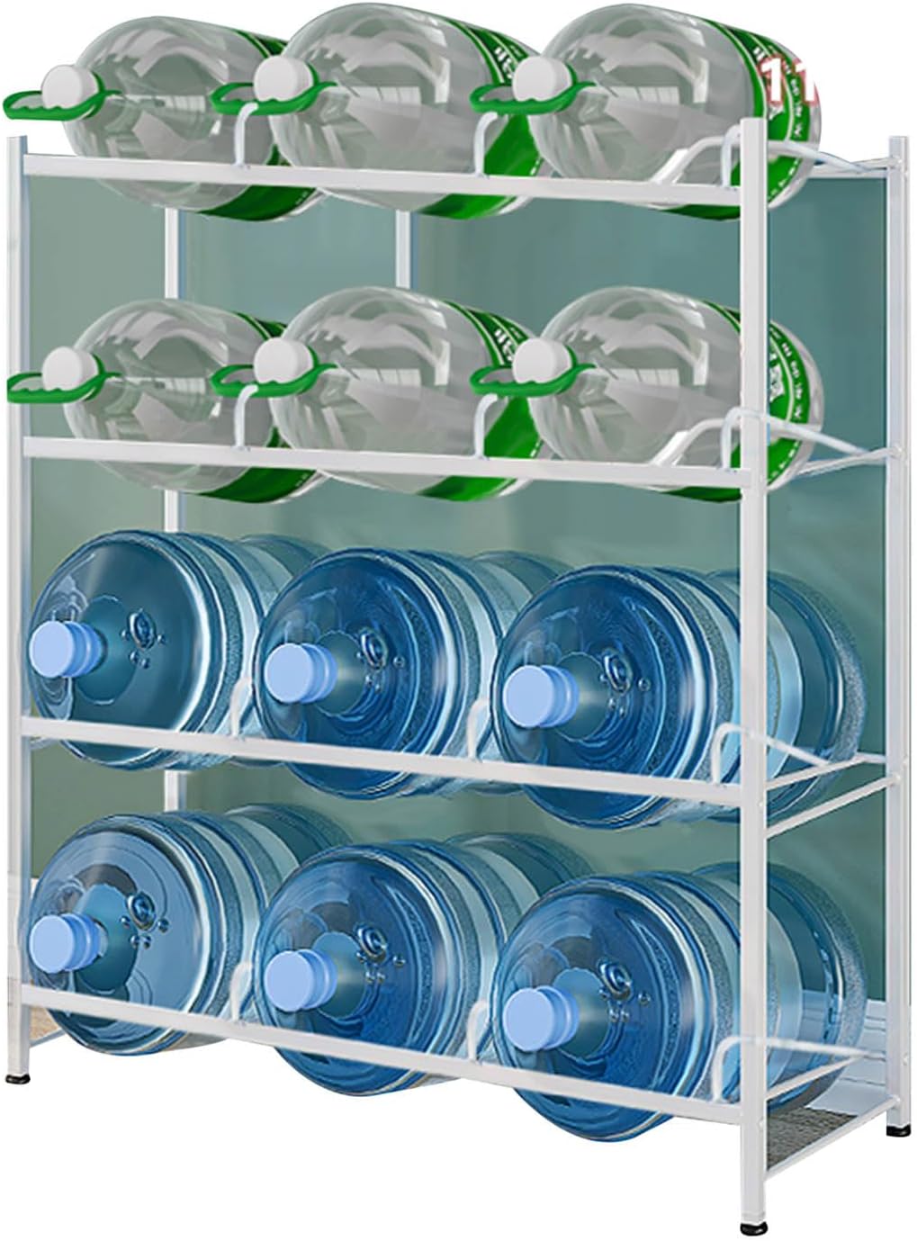 Heavy Duty Water Bottle Storage Rack - Stackable 5 Gallon Jug Holder & Water Cooler Dispenser Stand, Large Capacity Double Row Organizer for Home & Office