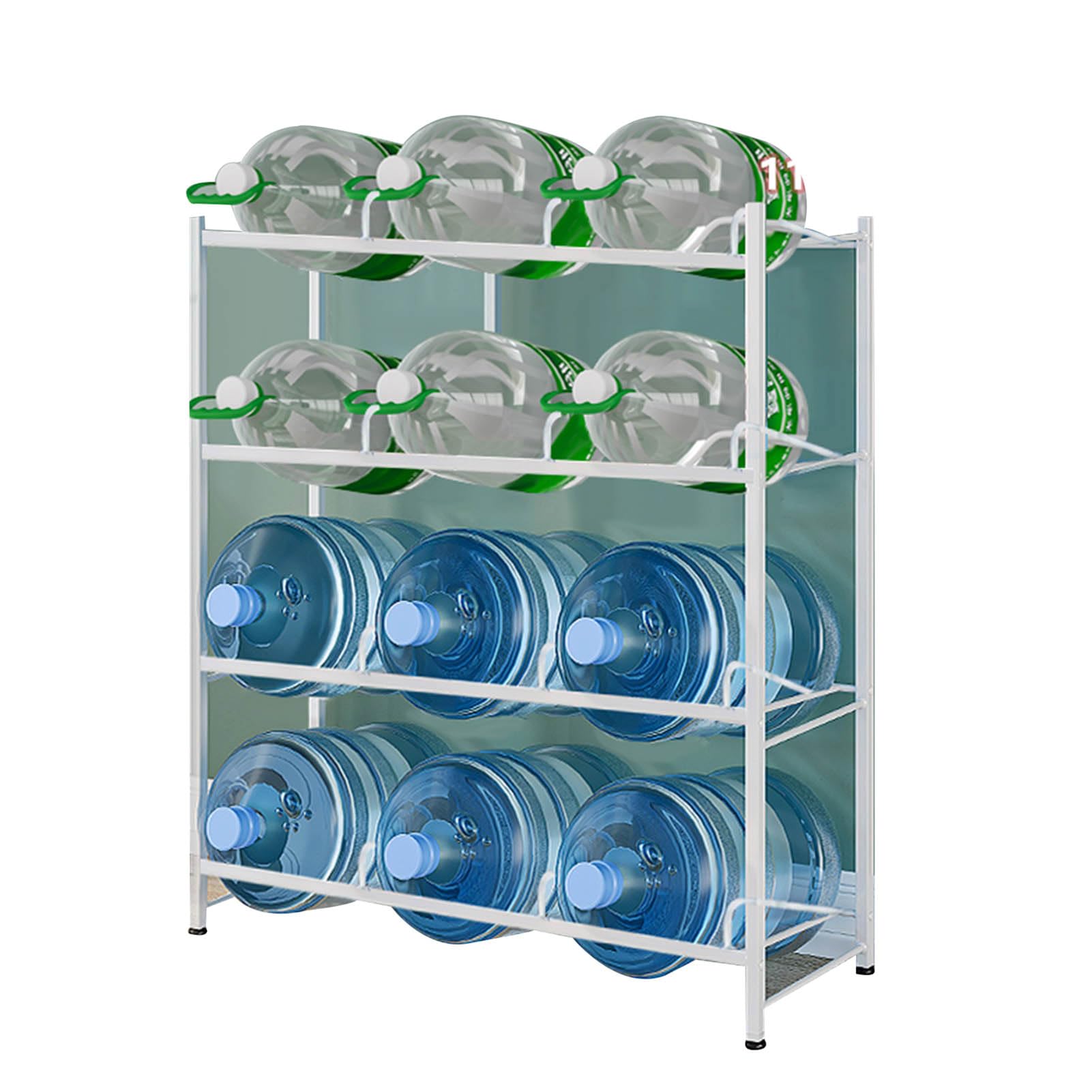 Estante resistente para botellas de agua de 5 galones, apilable para jarras de agua, soporte dispensador de doble fila de gran capacidad, soporte de almacenamiento para enfriadores y botellas