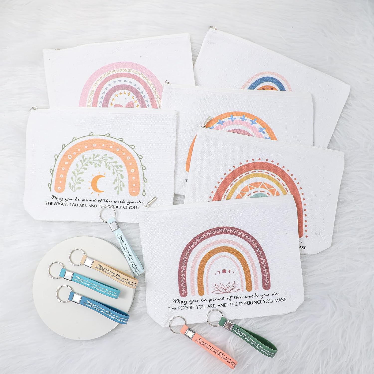 Bokon Set of 30 Employee Appreciation Gifts 12 oz May You Be Proud Sign Stainless Steel Tumbler Rainbow Sign Makeup Bags and Silicone Keychain Inspirational Thank You Gift for Medical Assistant - Image 6