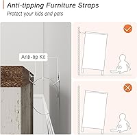 Vista 6 de WAMPAT Soporte de TV de granja para TV de 55 pulgadas, centro de entretenimiento blanco, mesa consola multimedia con gabinete de almacenamiento