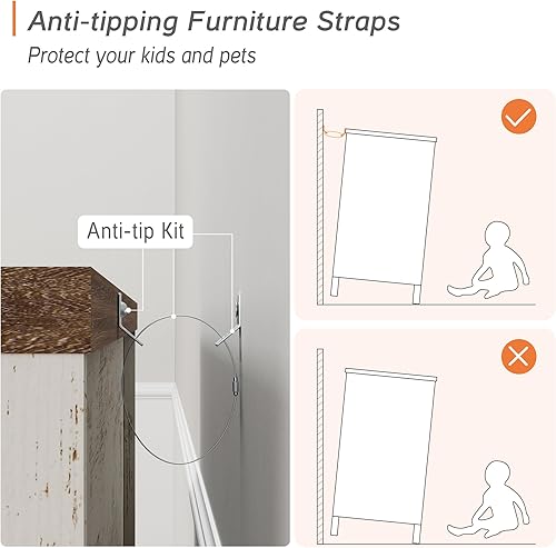 Miniatura 6 de WAMPAT Soporte de TV de granja para TV de 55 pulgadas, centro de entretenimiento blanco, mesa consola multimedia con gabinete de almacenamiento