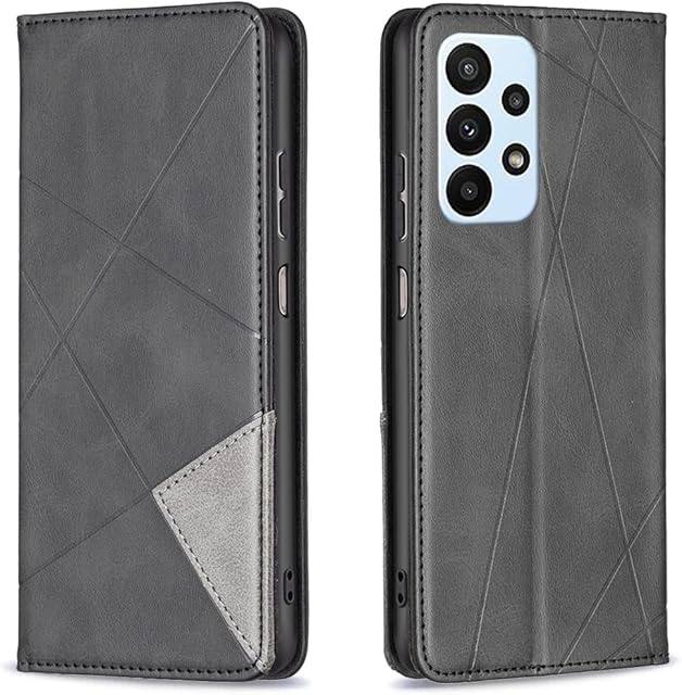 Samsung A13 4G/5G Case, Samsung A04S Case, Cute Shockproof New PU Leather Wallet Flip Cases with Stand Magnetic Card Holder Silicone Bumper Folio Slim Phone Cover for Samsung Galaxy A13 / A04S Black