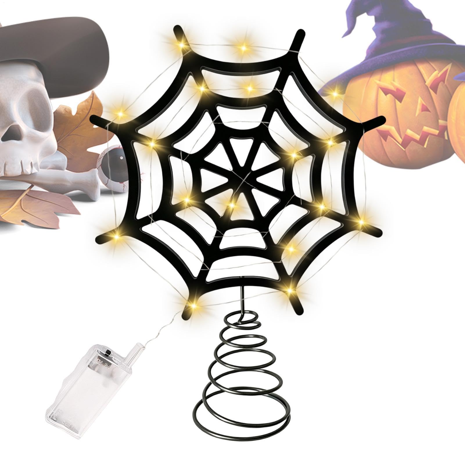Topper de telaraña LED para un árbol de Halloween espectacular en tu salón