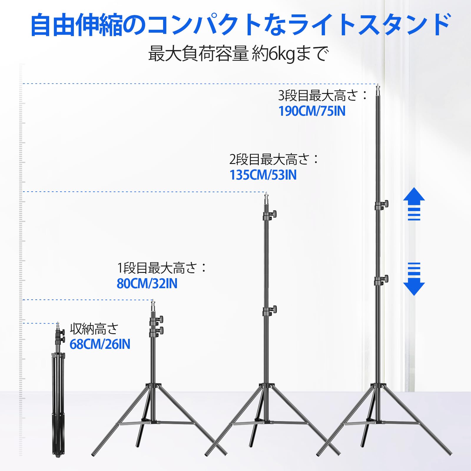 Amazon | EMART 撮影用 ライトスタンド 2本キット 1.9m ストロボ
