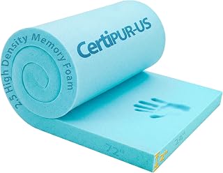 High Density Upholstery Foam 2" 72"x24" Memory Foam Cushion Replacement Pad | CertiPUR-US Slow Rebound Memory Foam Sheet for Chair Cushions, Seats, Bay Window & Ottoman Stuffing .Firm, Easy Cut & Durable