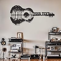 Vista 1 de Personalized Guitar Metal Sign, Custom Musical Theme Last Name Sign, Modern Music Room Decor, Metal Signs Customized, Guitar Wall Art for Studio