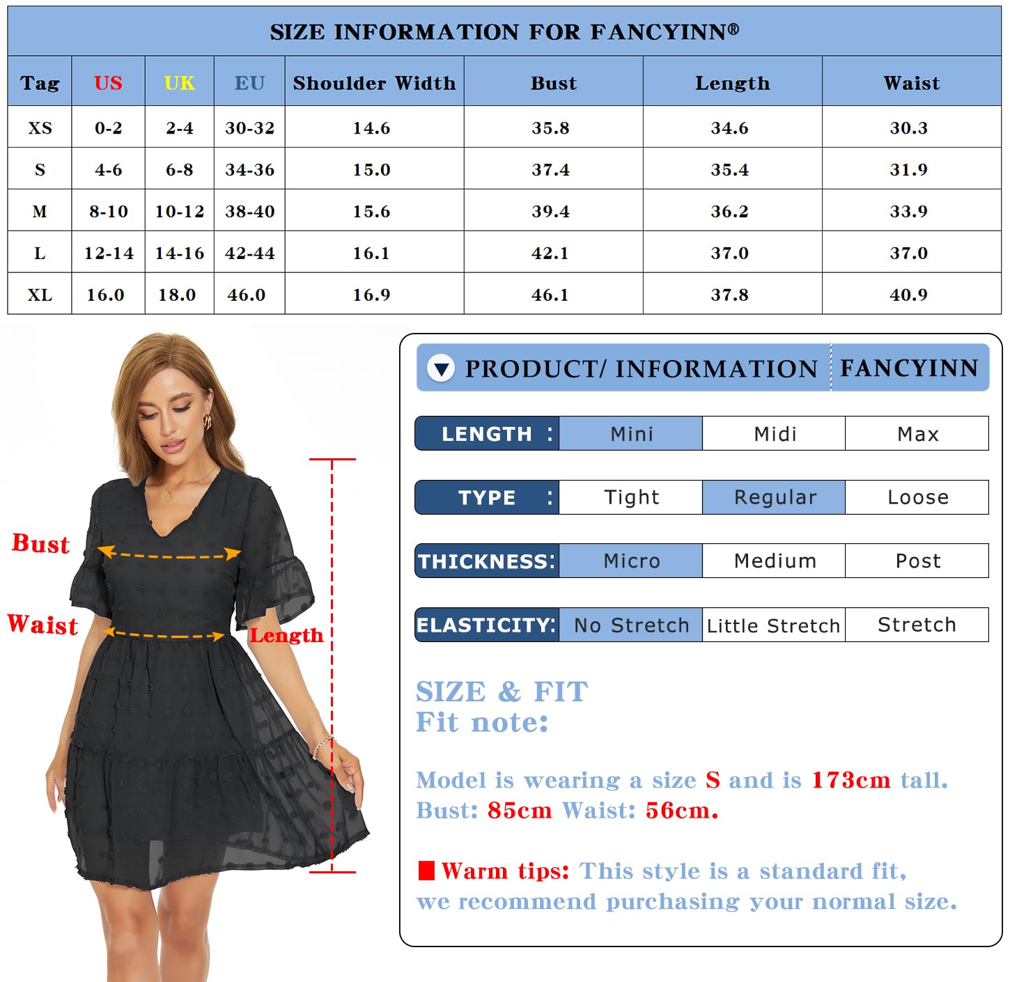 FANCYINN Modern/Fitted Cóctel Mujer (Pack de 1)