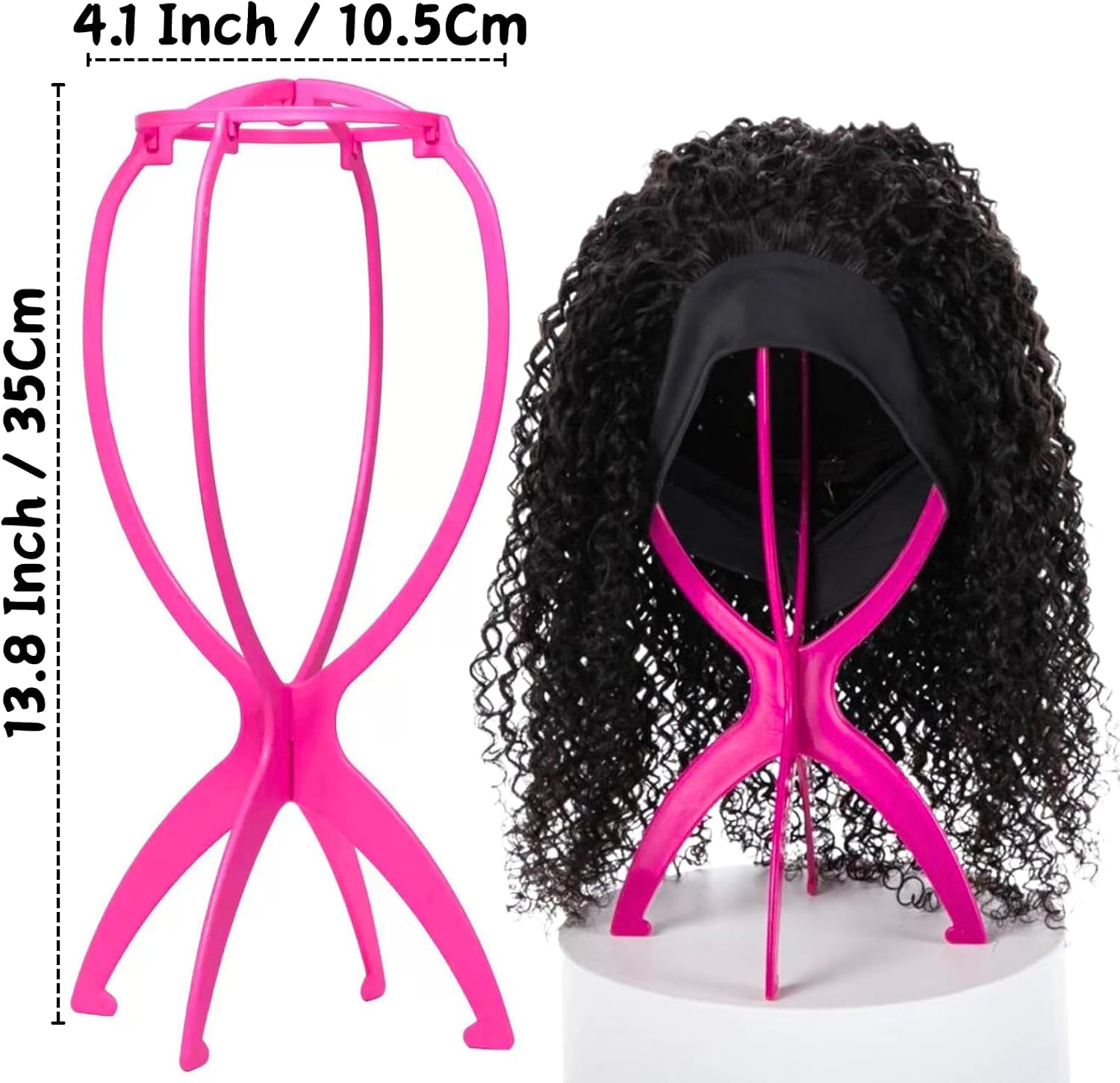 2 Pack Wig Head Stand - Portable Travel Wig Holder & Hat Storage for Multiple Wigs, Stylish pink Design (13.8 inches) Perfect for Hair Styling