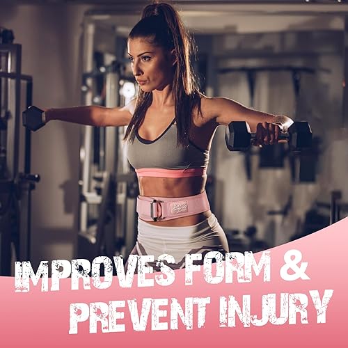 Miniatura 6 de Cinturón de elevación para mujer (4 pulgadas de ancho) cinturón de levantamiento de pesas autobloqueante para mujer, gimnasio, entrenamiento