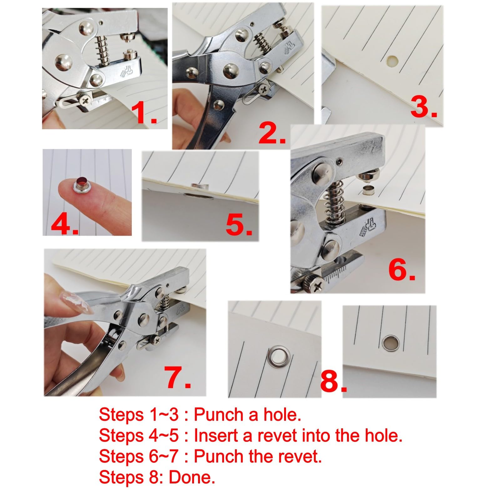 Pinza Per Occhielli 5mm Con 200 Occhielli | Perfora E Fissa | Per Cuoio, Carta E Tessuti - Foto 10