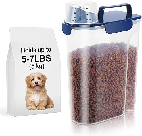 Recipiente hermético de comida para perros, contenedor de almacenamiento para gatos, dispensador de mascotas sin BPA, cuerpo translúcido, boquilla