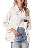 Denim Jackets for Women Trendy Long Sleeve Button Down Shirt Jacket Jean Shacket with Pocket Western Work Jacket