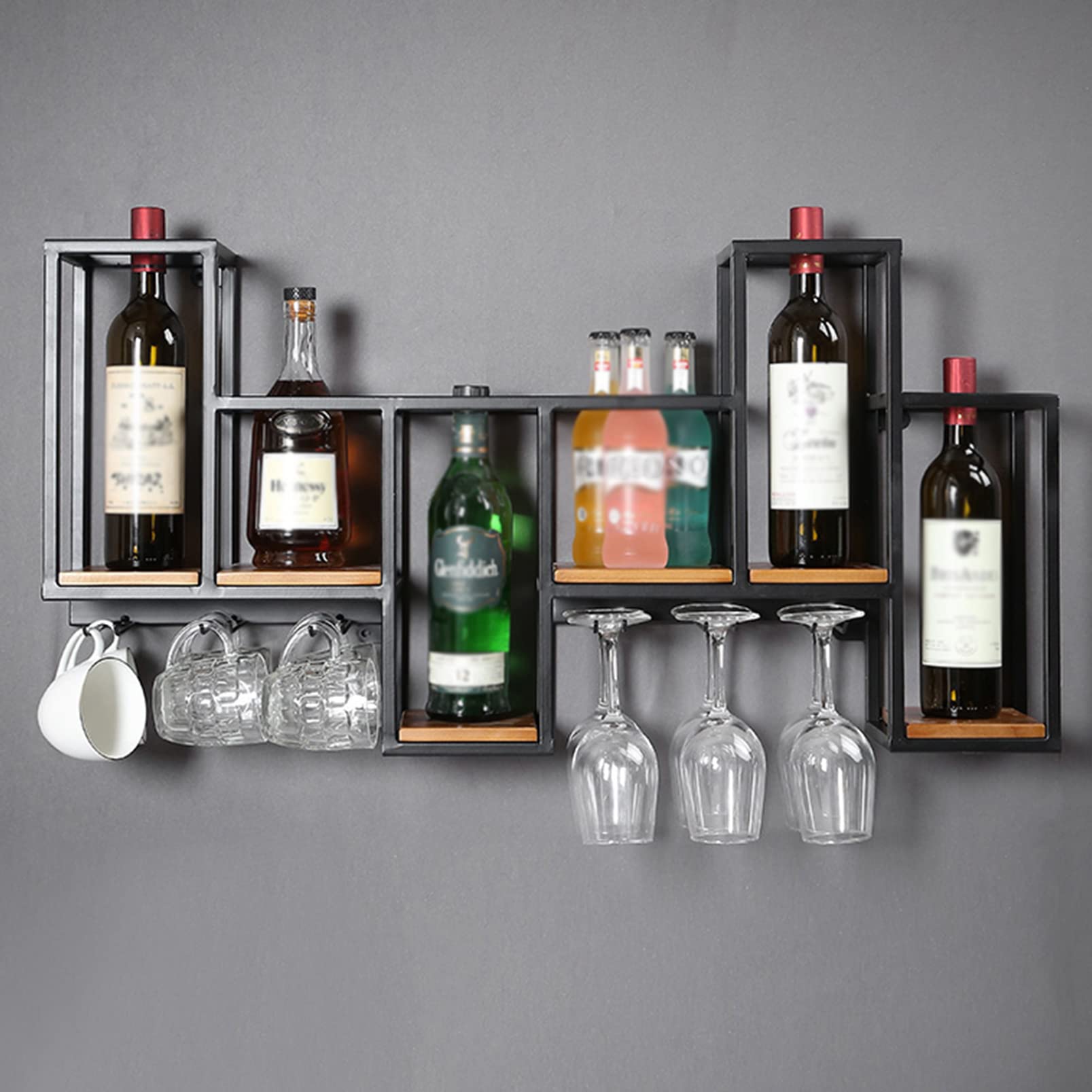 Casier à vin en métal porte-verre à vin mural support 6 tiges