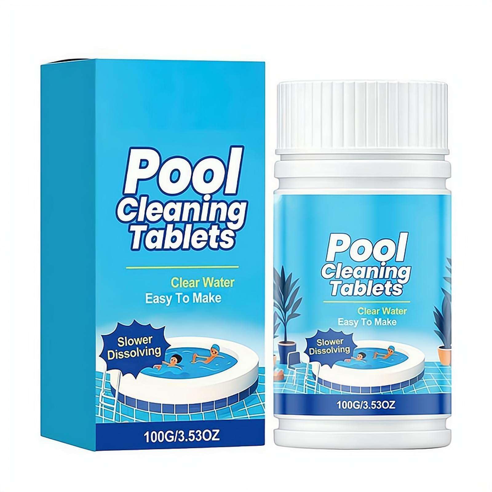 Pool Cleaning Tablets for Crystal Clear Water, Clears Dull, Hazy or Cloudy Wate Eliminate Odors, Fast Acting, Maintain Water Quality Balance for Small Pools & Spas