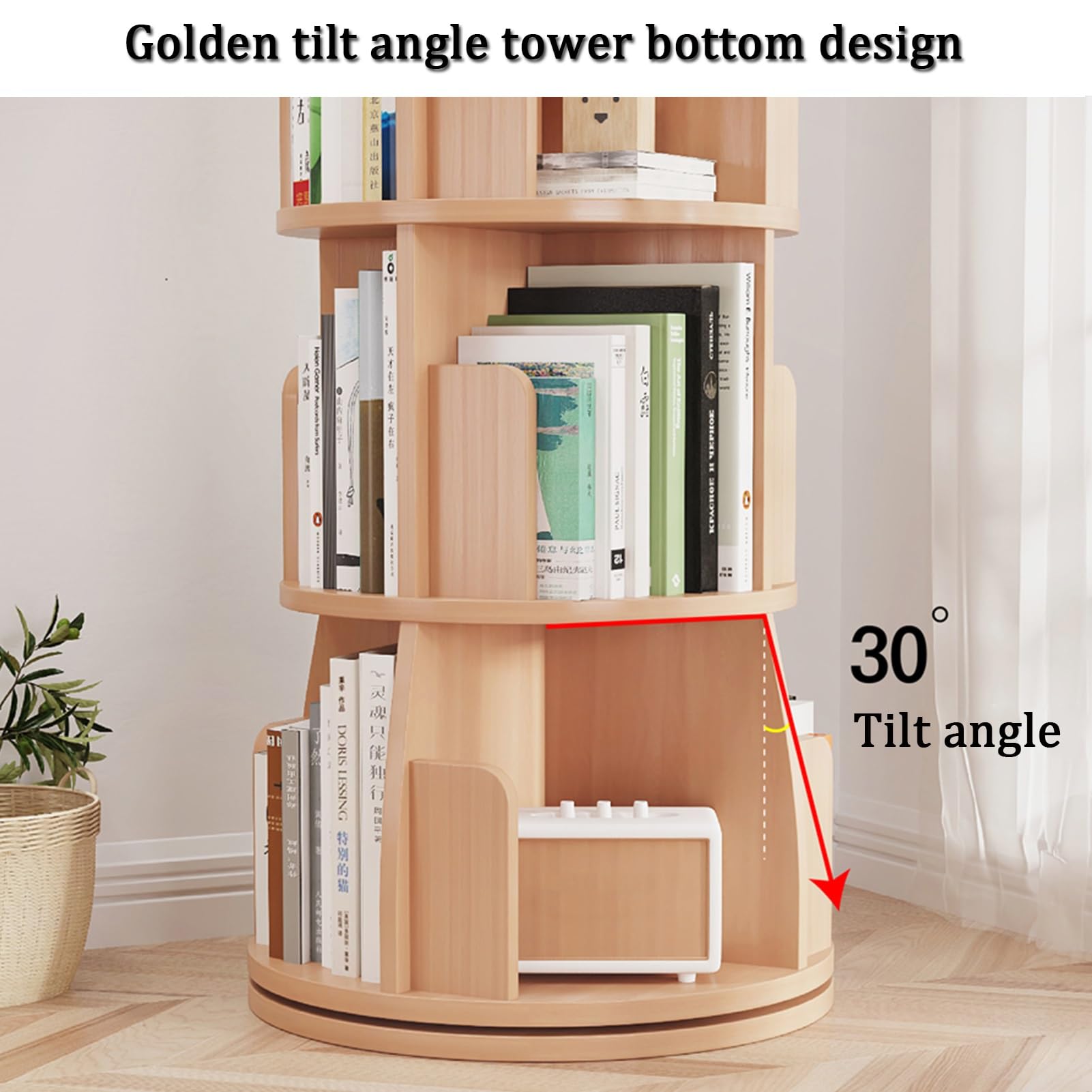 Libreria Girevole OTK A 360°: Scaffale 4 Ripiani In Legno Per Piccoli Spazi - 2