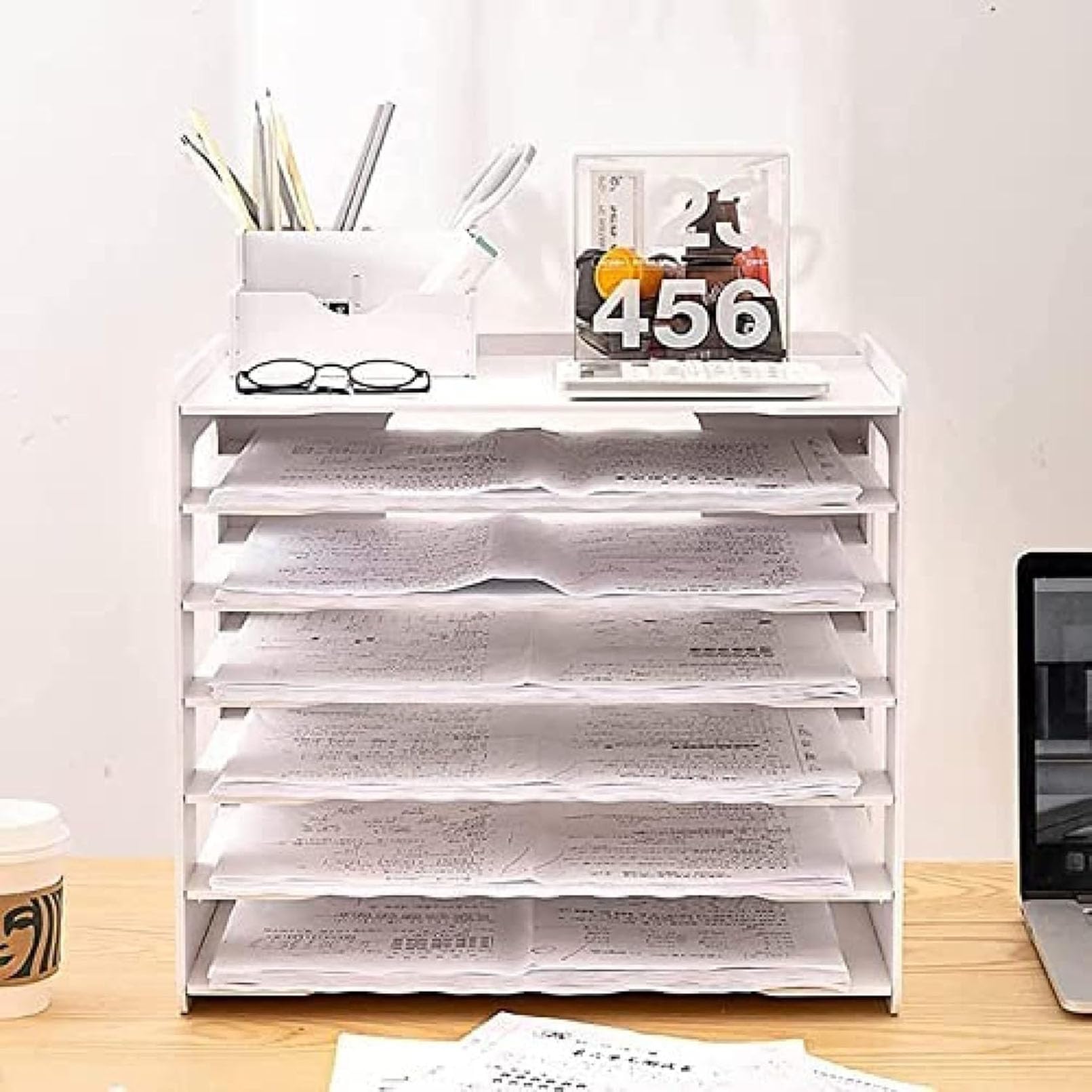 Extra große A3-Papierregale für Büro und Schule, weiß, Schreibtisch-Aktenregale, Schreibtisch, Briefablage, Zeitschriftenhalter