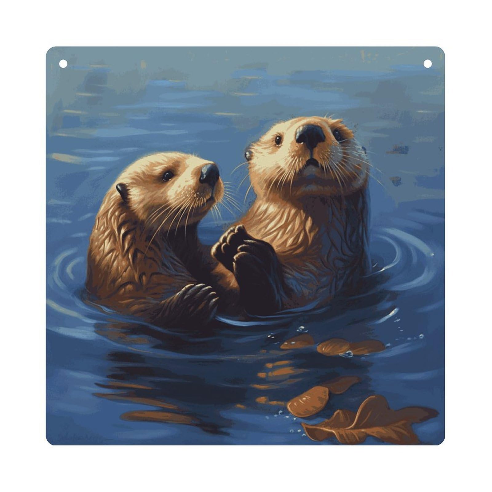 Adfgyerh Style Sea Otters Painting Hanging Ornaments Window Hanging Modern Acrylic Decor For Living Room Bedroom Dining Room Hallway Office Wall Decor, 8X8 In