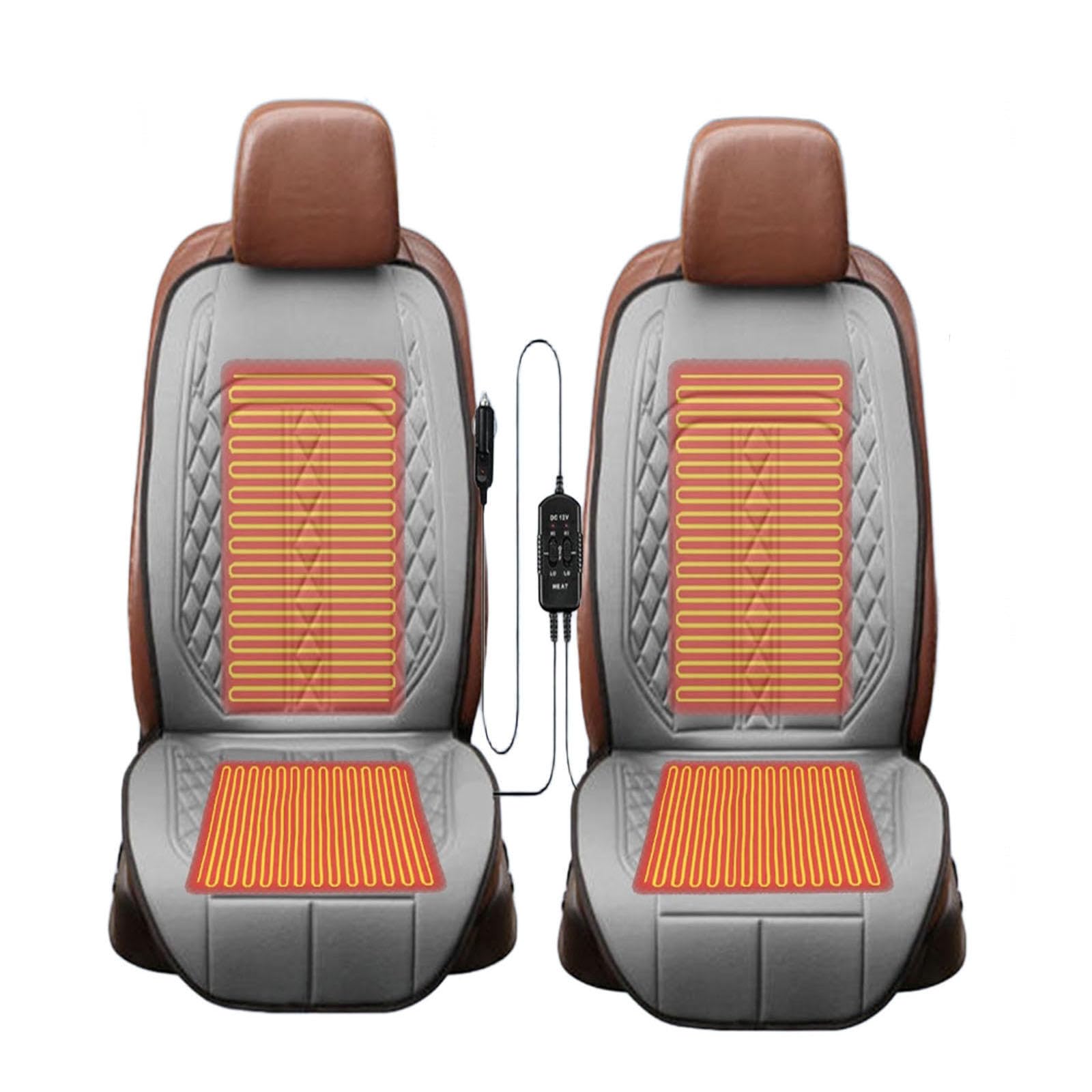 Car Seat Cover Funda Térmica Calefactable para Invierno Calefacción Rápida para Automóvil,Gray-twopieceset