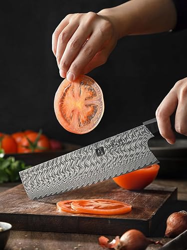 Miniatura 6 de XINZUO Nakiri Cuchillo de acero Damasco de 7 pulgadas cuchillo de cocina profesional afilado para chef cuchillo de cocina japonés forjado a mano