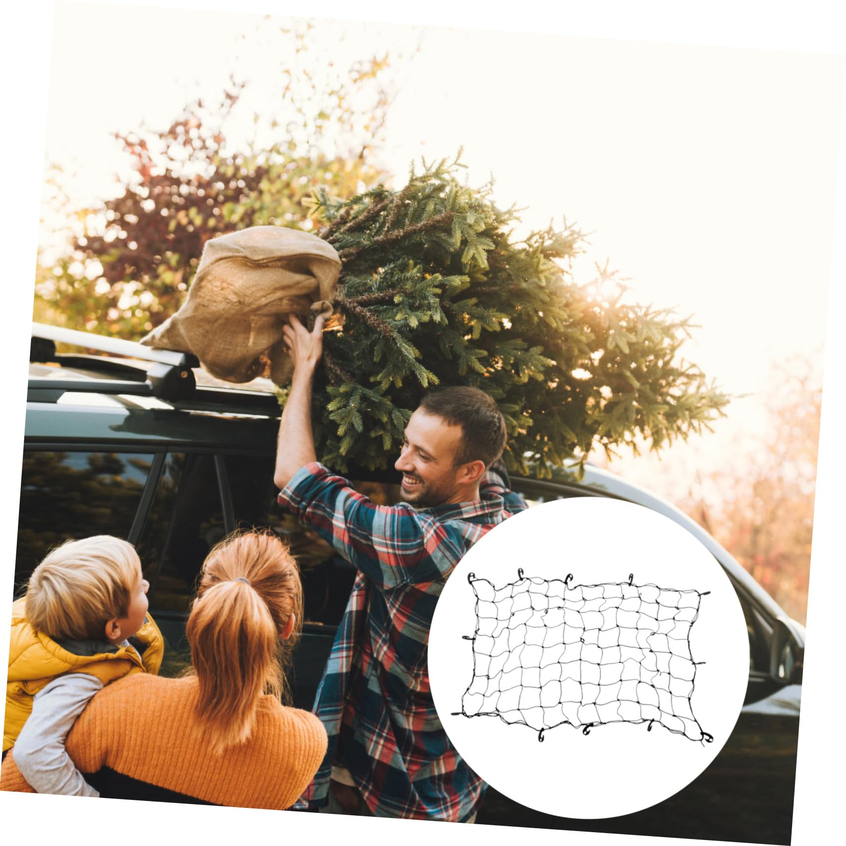 SOIMISS Filet Filet de Rangement pour Toit de Voiture de Chargement en Caoutchouc Noir Protection Intégrale pour Bagages pour Porte-Bagages de Voiture