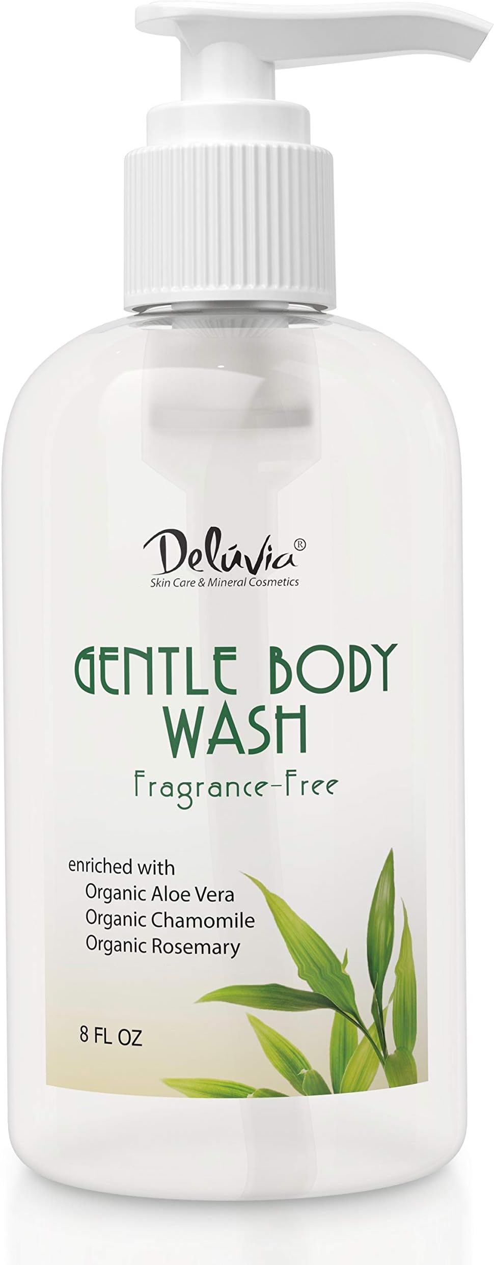 Deluvia Gentle Body Wash, Moisturizing Body Wash with Aloe Vera, Organic Jojoba Seed Oil, Sweet Almond Oil and Vitamin E, Unscented, for All Skin Types, Including Sensitive Skin.