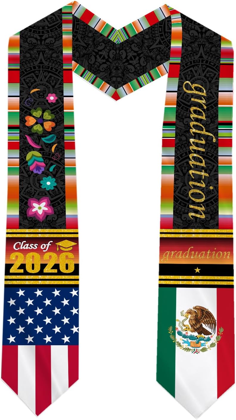 Mexican Class of 2026 Graduation Stole Sash Graduation Stole Mexican American Sash