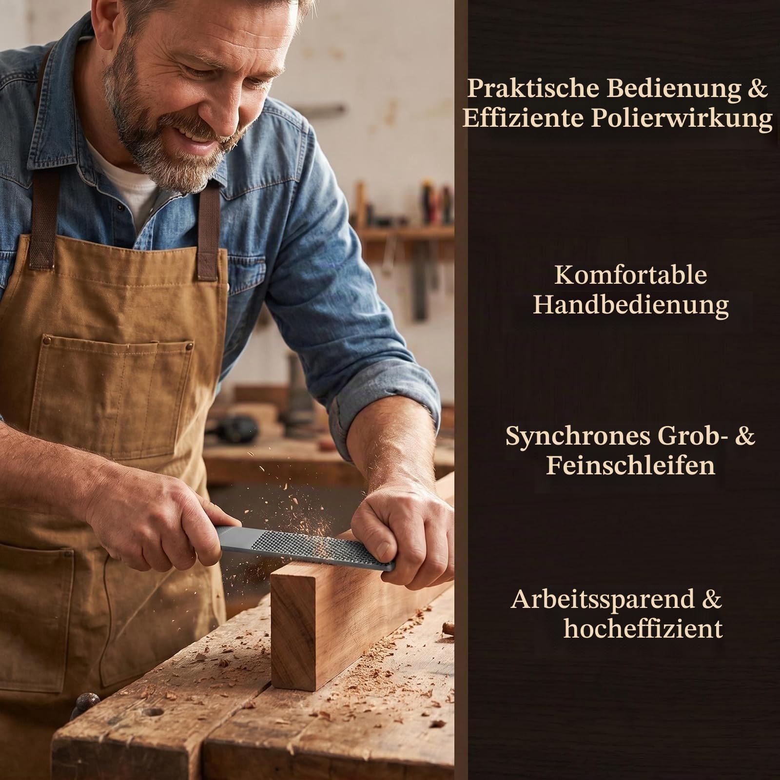 4-in-1 Halbrunde flache Raspel, Karbonstahl, Handraspelfeilen zum Formen von Holz, Leder, Kunststoff, Metall, Holzschnitzfeilen für Tischler, 20,3 cm