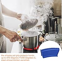 Vista 5 de uxcell 4 piezas de soporte de silicona para mango de sartén caliente, funda antideslizante resistente al calor para cocina, ollas y sartenes, Azul