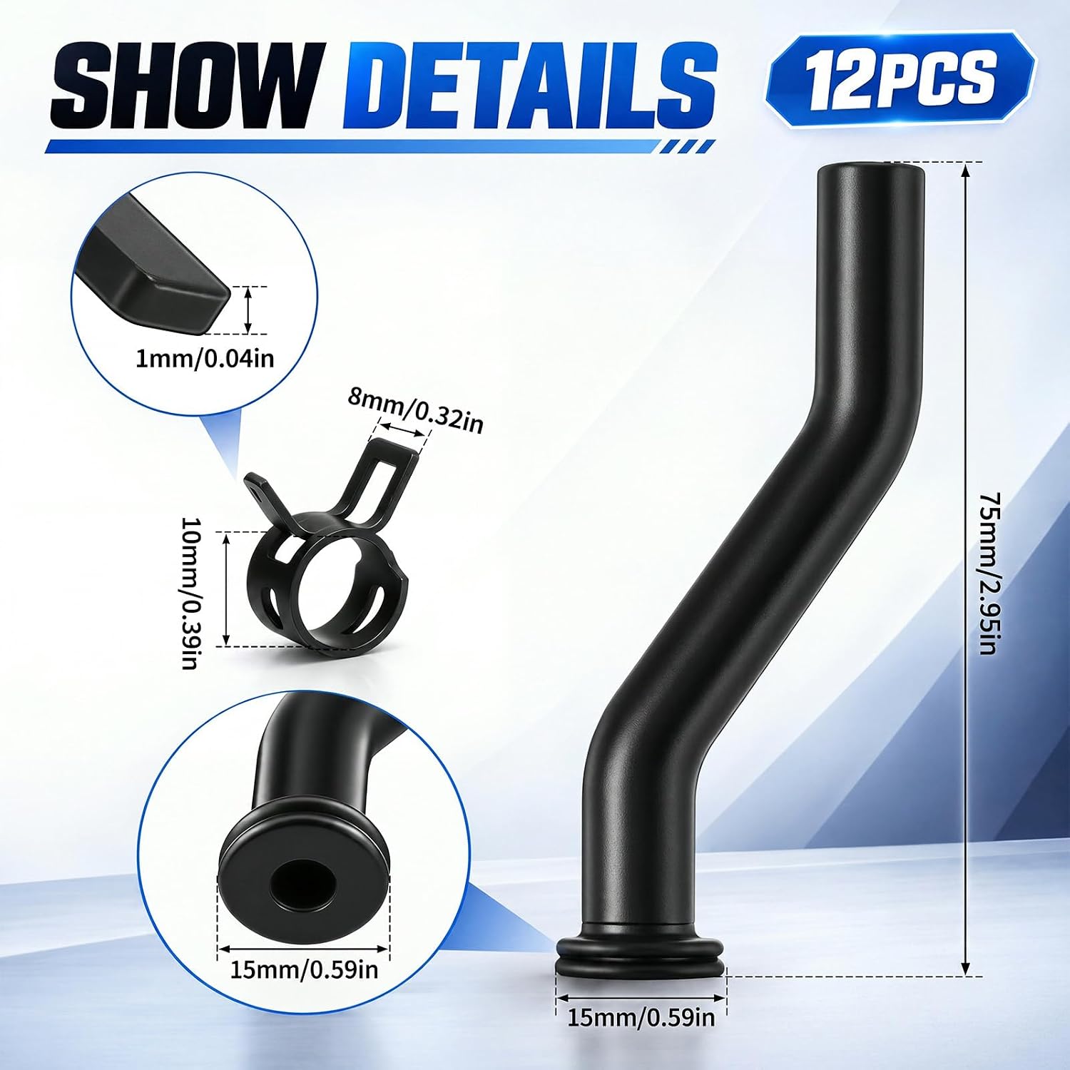 Tondiamo 24 Pieces 596163 Vacuum Hose, Black image 2