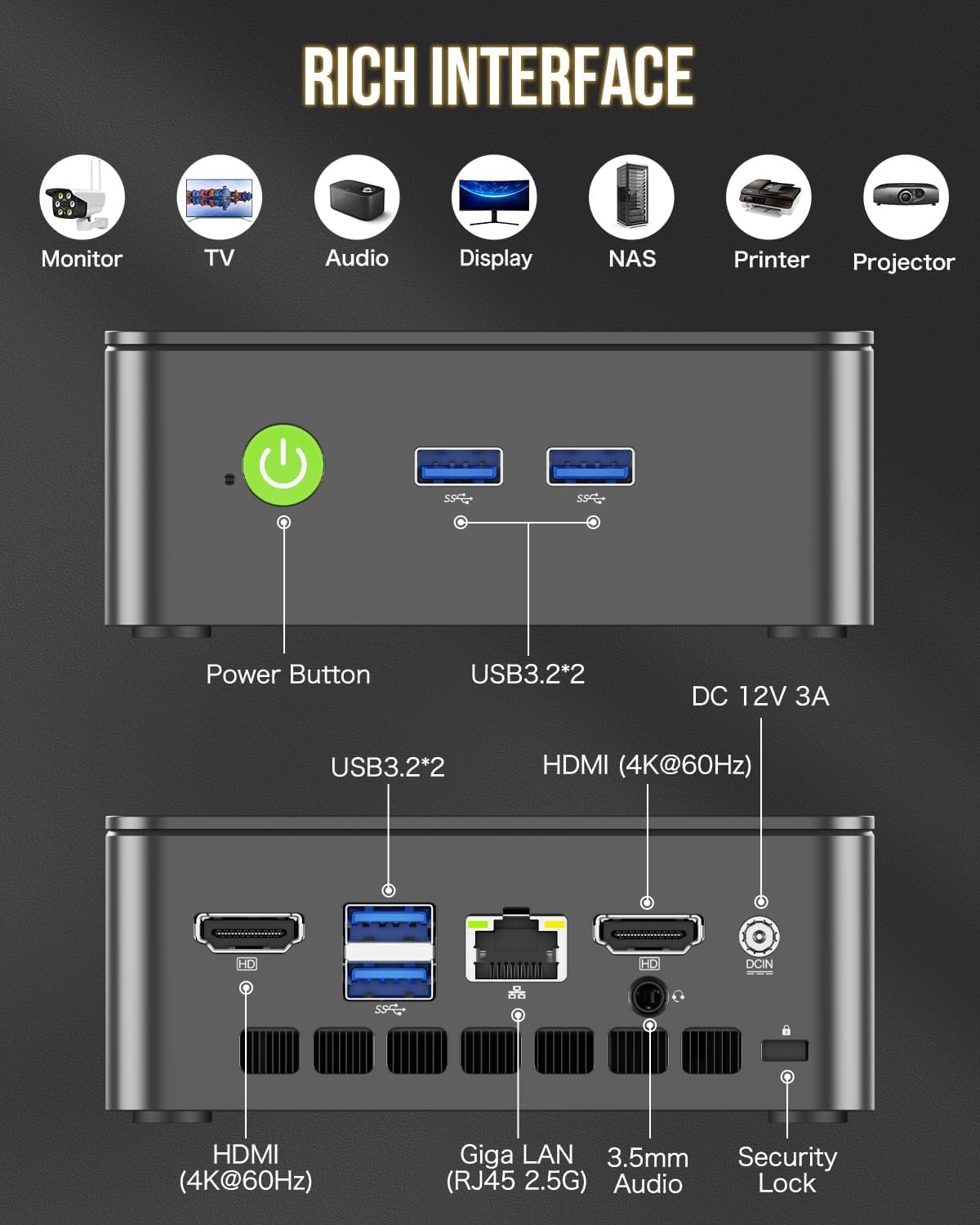 GMKtec G3 Intel N100, 16GB DDR4, 512GB M.2 SSD, Wi-Fi6, BT 5.2