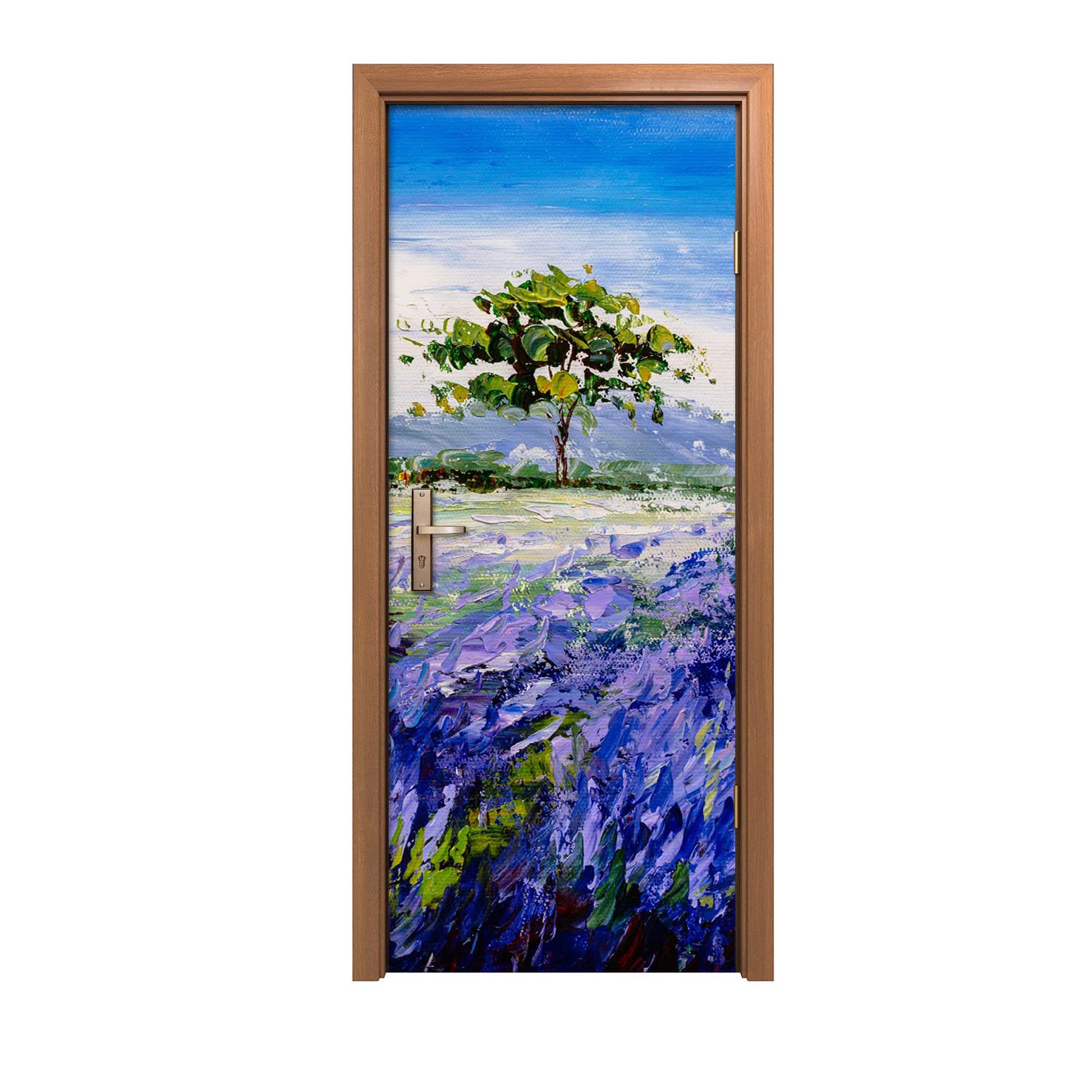 Autocollant de porte Arbre de pré 90x200cm au design haut de gamme