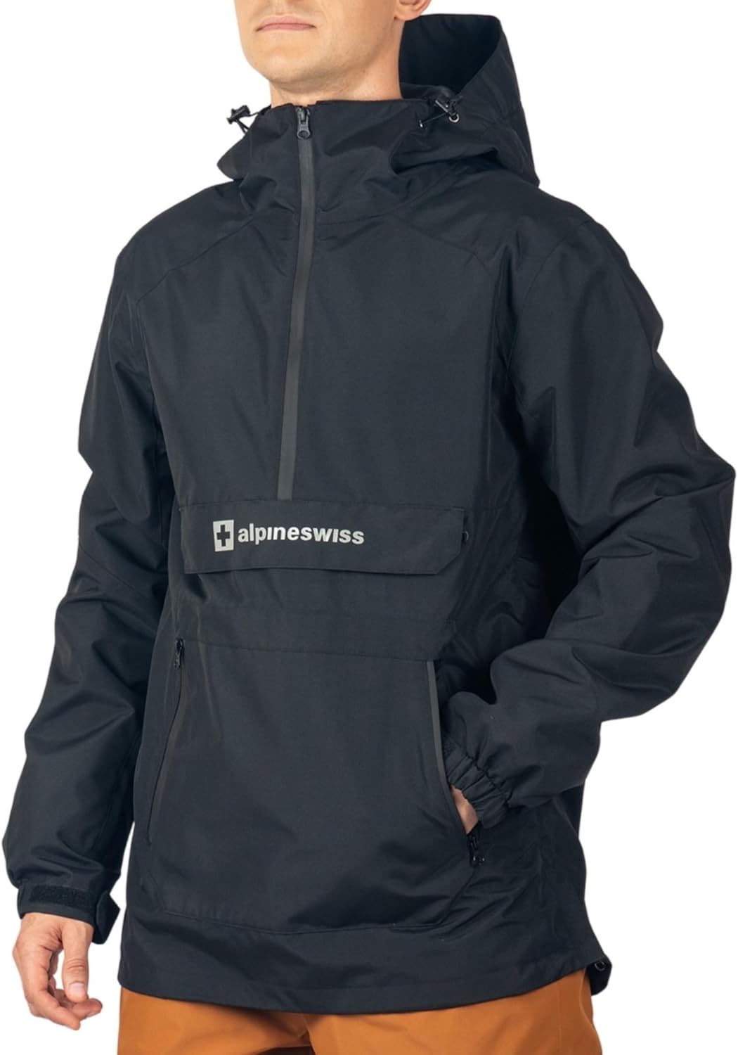 Alpine Swiss Mens Snowboard Jacket 10K Waterproof Hooded Ski Shell Anorak Breathable Windproof Pullover Winter Sport Coat