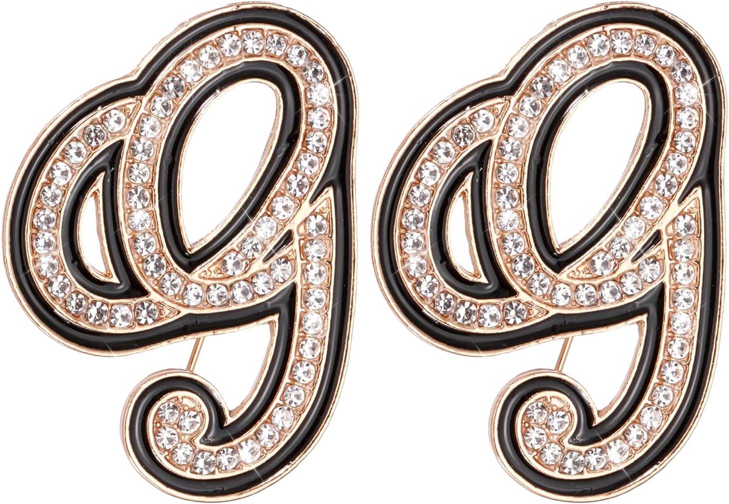 PATIKIL Rhinestone Letter Brooch Pins, Initial Broaches Metal Crystal Alphabet Lapel Pin Black Edge