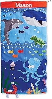 Lillian Vernon Kids Sea Print Personalized Lightweight Indoor Sleeping Bag, Girls and Boys Bedding, Blue, 32 x 60 inches