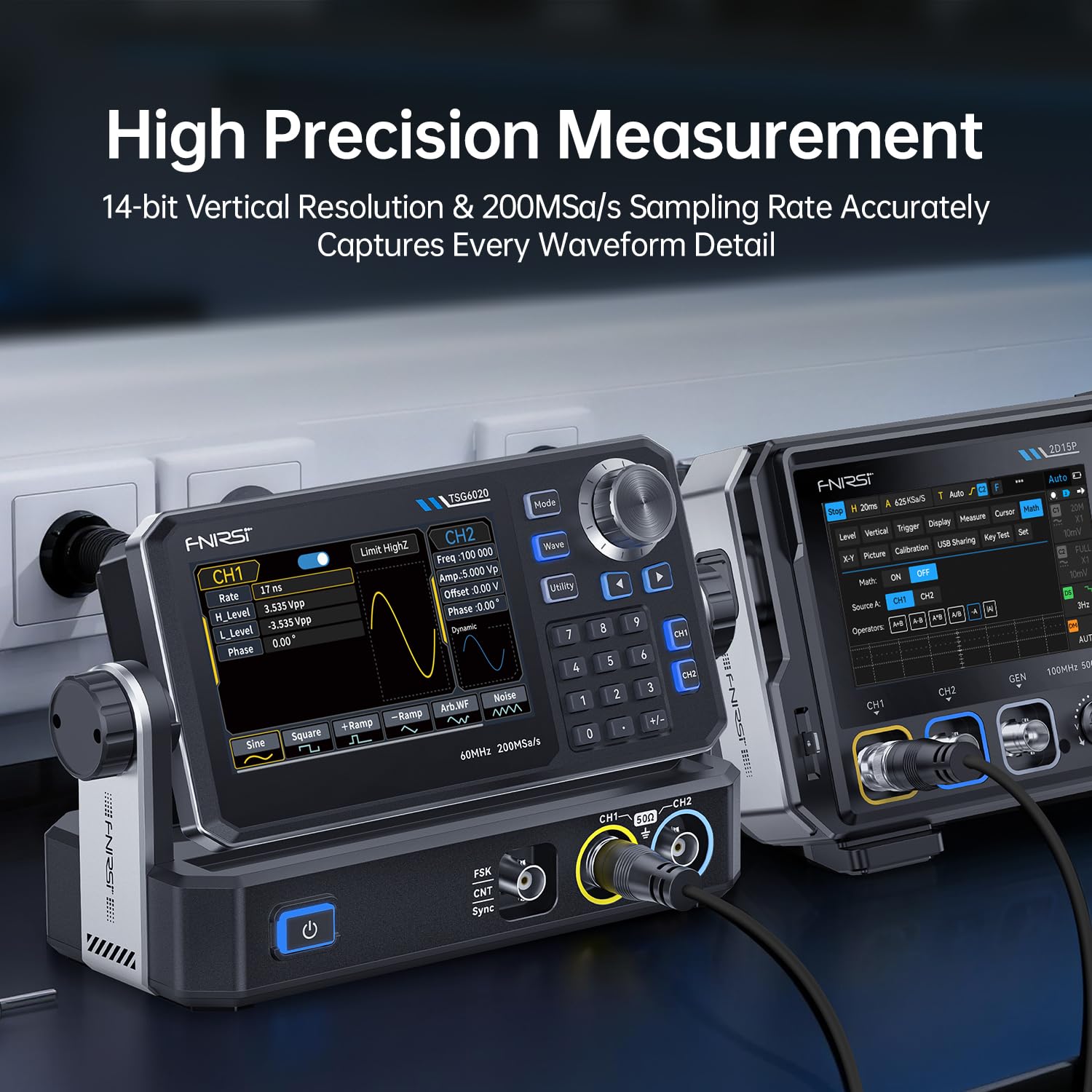 Generatore di Segnale,Generatore di Segnale Portatile AD Alta Precisione Sorgente di Segnale di Campionamento 60 MHz Frequenza di Campionamento 200 MSa/s 14 bit Display Touch 4,3 Pollici