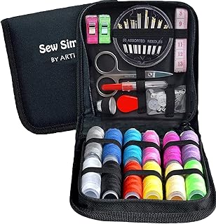 Artika Travel Sewing Kit for Adults & Kids - Mini Size, Beginner Emergency Needle and Thread Kit w/ Scissors, Thimble, Tap...