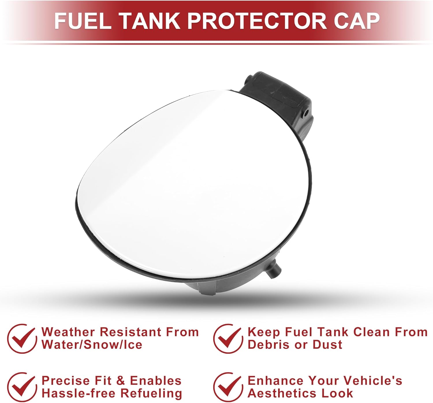ACROPIX Fuel Tank Door Cap for Volkswagen Tiguan 2010-2019 Fuel Filler Flap Cover Bolt Type No.5N7809857 White ABS Fuel Filler Door Gas Cap