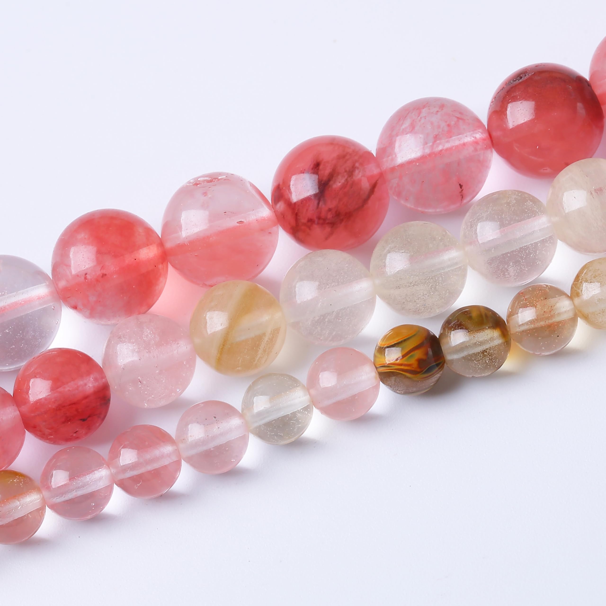 Cuentas de piedra de sandía, cuentas redondas de jade energético de cristal, cuentas de piedra para hacer joyas, pulseras, collares, joyería, 1 hebra de 15.5 pulgadas, 35 unidades, 10 mm