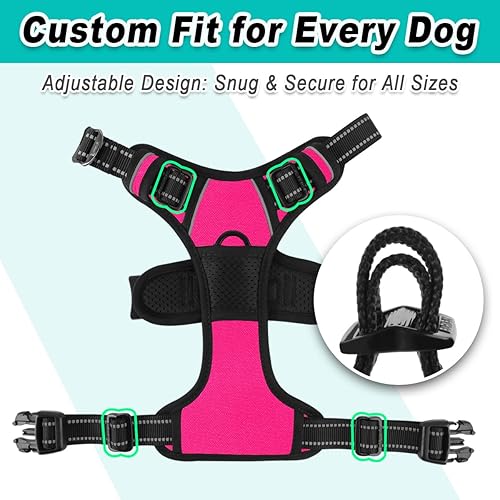 Miniatura 8 de BARKBAY Arnés para perro sin tirones con 3 hebillas de clip frontal, resistente, reflectante, mango de fácil control para pasear perros grandes