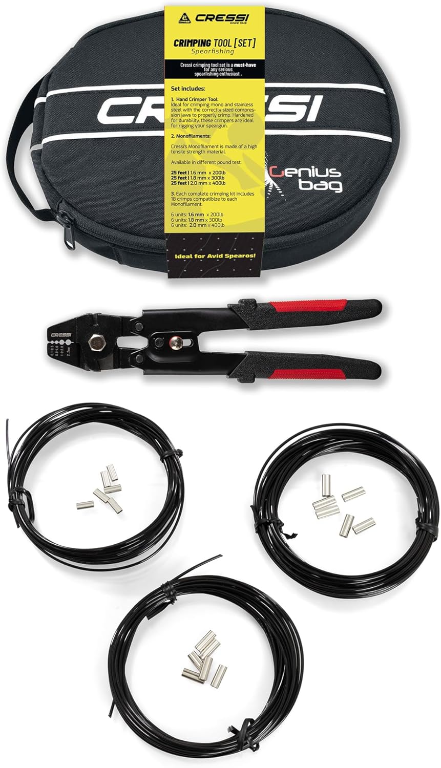 Cressi Crimping Tool Set for Spearfishing - Crimping Tool and Multifilaments - Designed in Italy