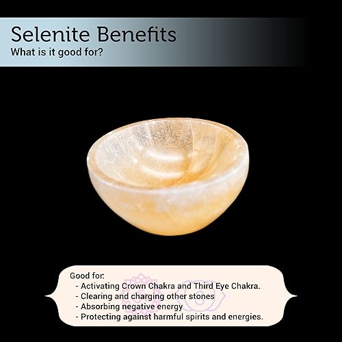 Miniatura 4 de Soul Sticks Cuencos de cristal de selenita para manchas, curación y recarga de cristales, cuenco de selenita pura y estación de carga de cristal de