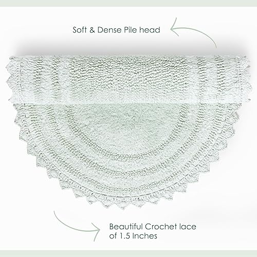 Miniatura 5 de RAJRANG Meadow Mist - Alfombra de baño ovalada de 24 x 17 pulgadas, paquete de 2 tapetes de baño reversibles de ganchillo de algodón para decoración