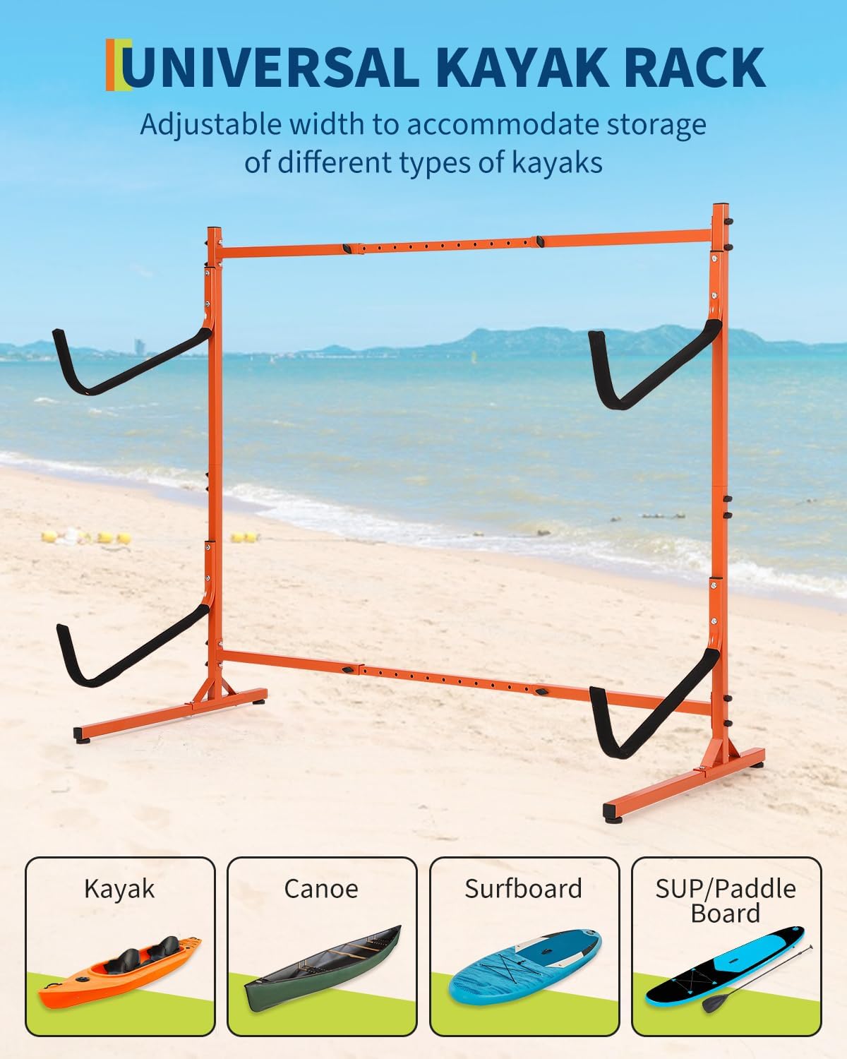 Garvee Kayak Storage Rack, Heavy Duty Kayak Stand for for Indoor and Outdoor Storage, Freestanding Kayak Holder Stand for Kayaks, Canoes, Surfboard, Paddleboard Storage
