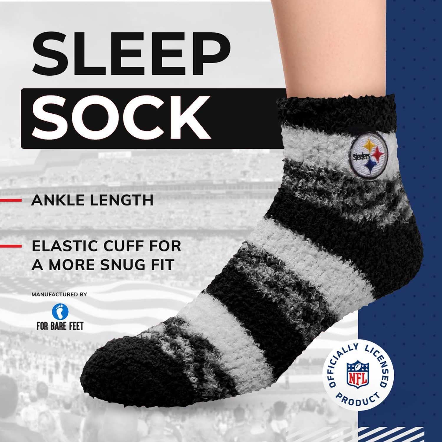 For Bare Feet NFL Cozy Soft Slipper Socks - Home Socks for Ultimate Comfort - Gameday Apparel - Luxuriously Plush and Cozy - Unisex (Pittsburgh Steelers - Black, One Size) - Image 2