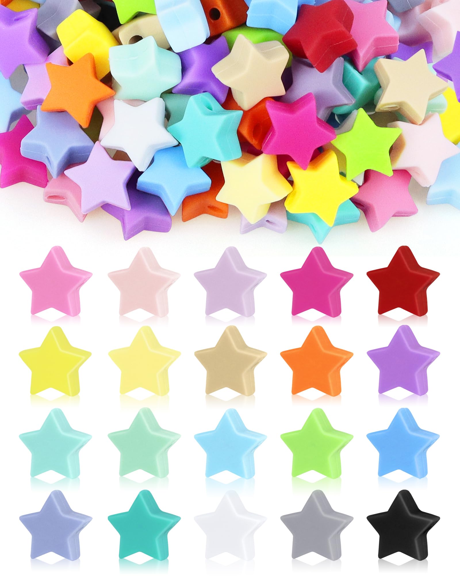 View 1 of *** does not come with 80 pieces **
FIVEIZERO 80PCS Star Silicone Focal Beads