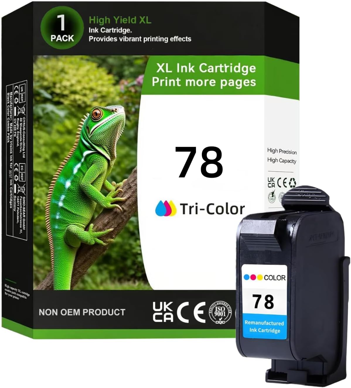 78 Remanufactured Ink Cartridge Replacement for hp 78 Ink Cartridge Tri-Color C6578D for HP Deskjet 940c 920c 970c Color Copier 180 Fax 122 Photosmart1000 PSC 750 954 Printer (1Pack,Tri-Color)